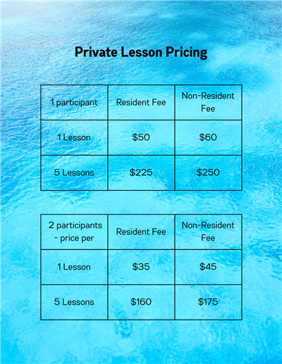 Private Lesson Pricing