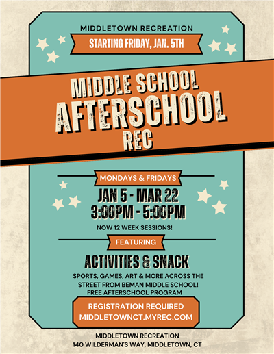 Middletown CT Recreation: Middle School Afterschool Rec